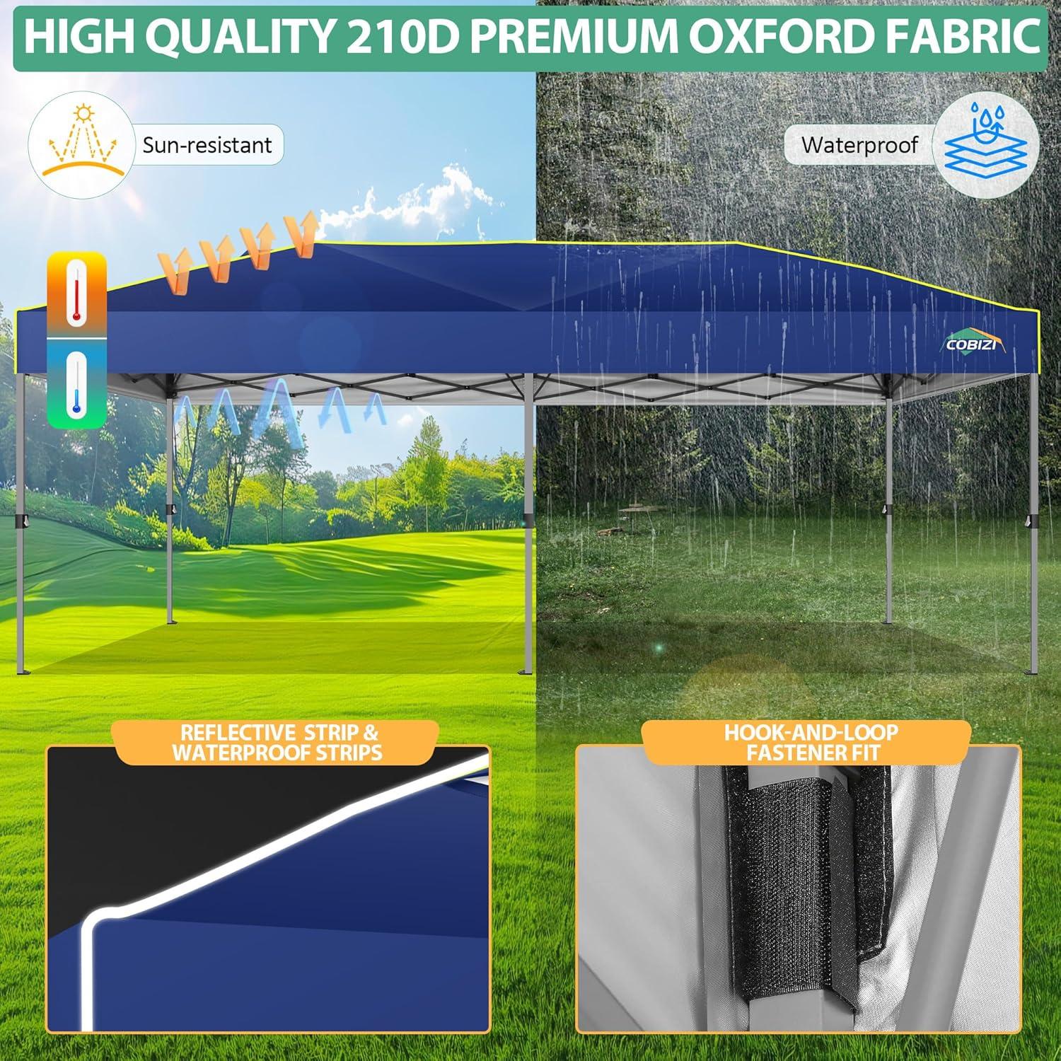 image:imageCOBIZI Heavy Duty 10x20 Pop up Canopy Tent with 6 Sidewalls Commercial Instant Canopies Tents for Parties Waterproof Gazebos with Roller Bag All Season Wind amp Waterproof UPF50Thickened FrameNavy Blue1year warranty