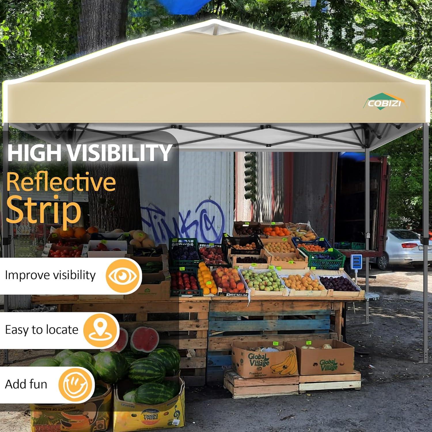 image:imageCOBIZI Heavy Duty 10x20 Pop up Canopy Tent with 6 Sidewalls Commercial Instant Canopies Tents for Parties Waterproof Gazebos with Roller Bag All Season Wind amp Waterproof UPF50Thickened FrameKhaki1year warranty