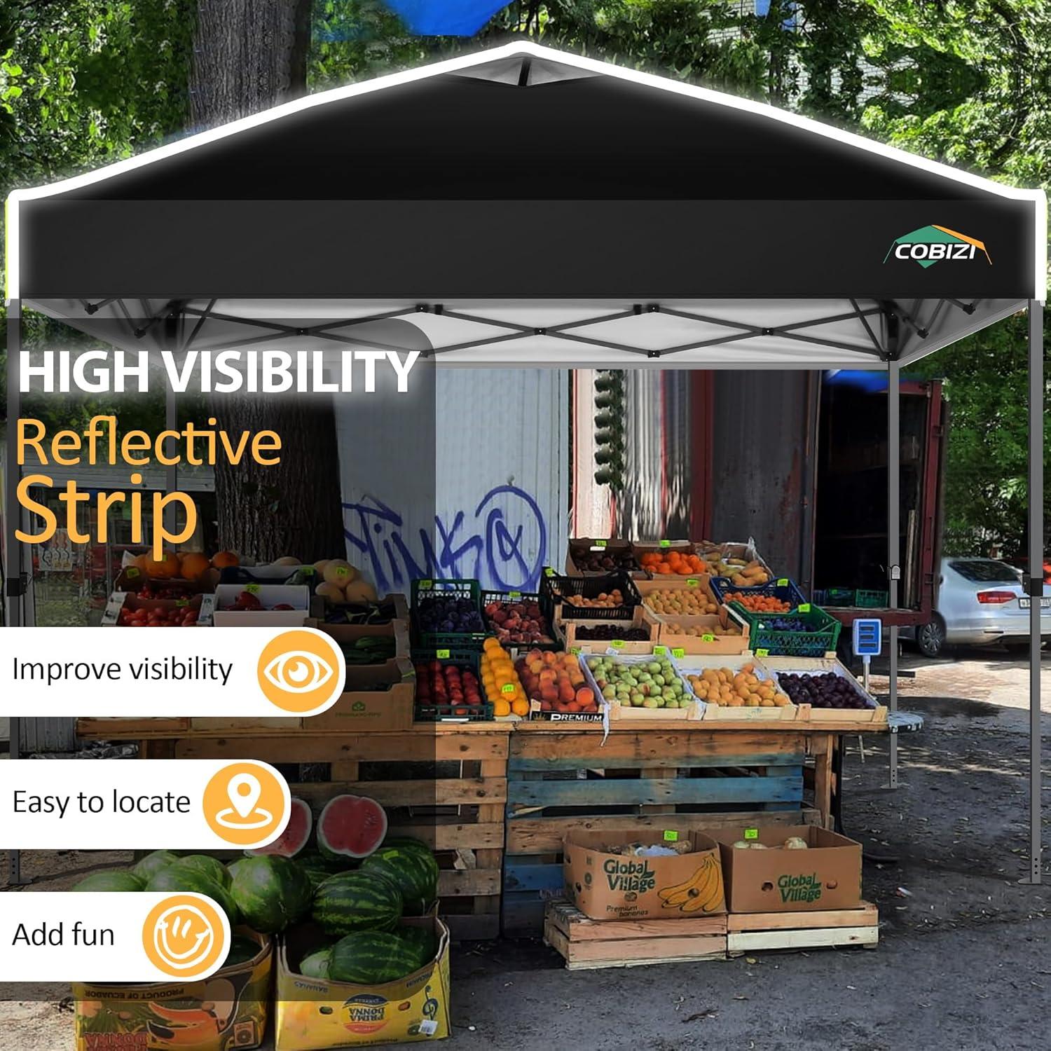 image:imageCOBIZI Heavy Duty 10x20 Pop up Canopy Tent with 6 Sidewalls Commercial Instant Canopies Tents for Parties Waterproof Gazebos with Roller Bag All Season Wind amp Waterproof UPF50Thickened FrameBlack1year warranty