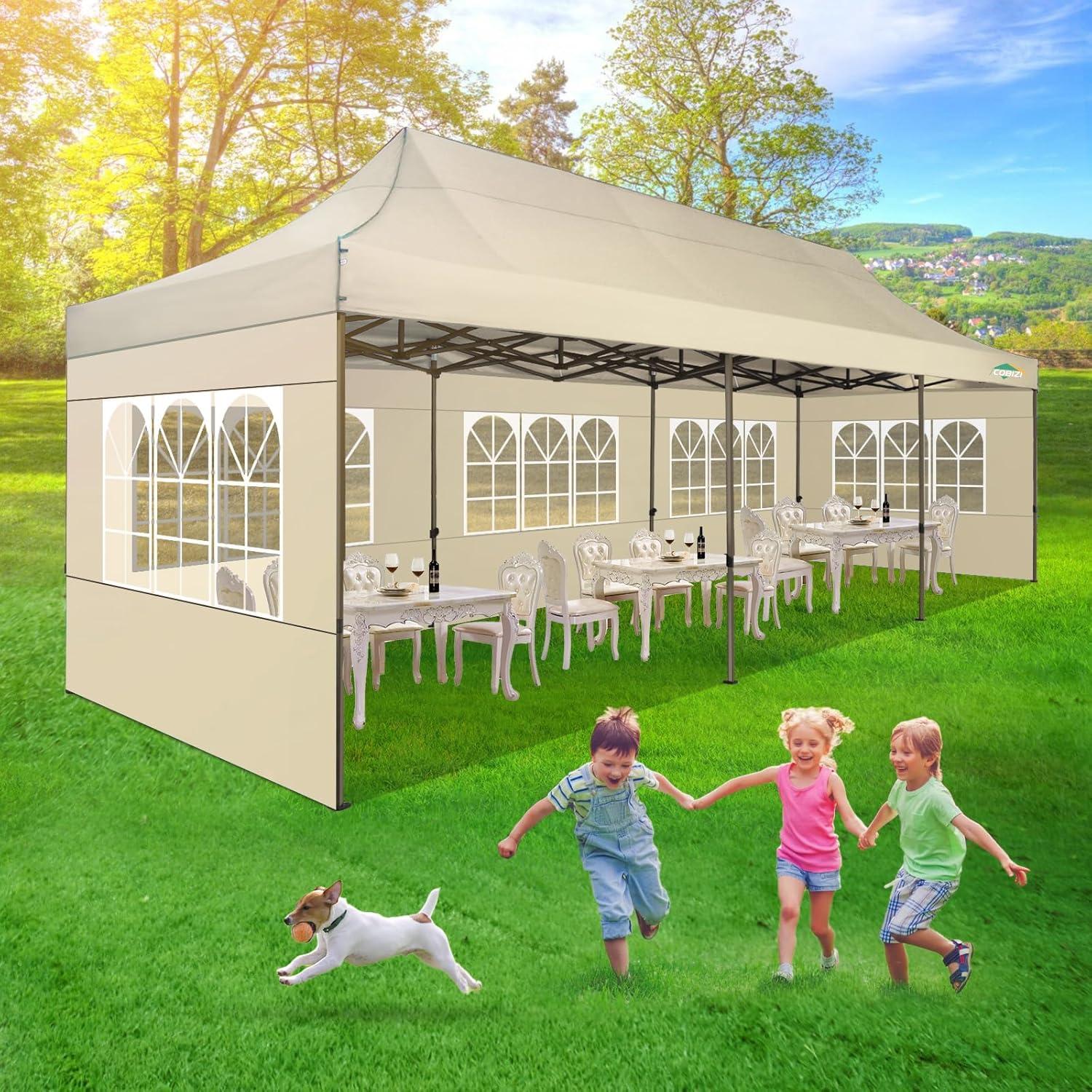 image:imageCOBIZI Heavy Duty 10x30 Party Tent Commercial 10x30 pop up Canopy for Parties Waterproof Gazebos with 8 Sidewalls All Season Wind amp Waterproof UPF50Stable Thickened Frame