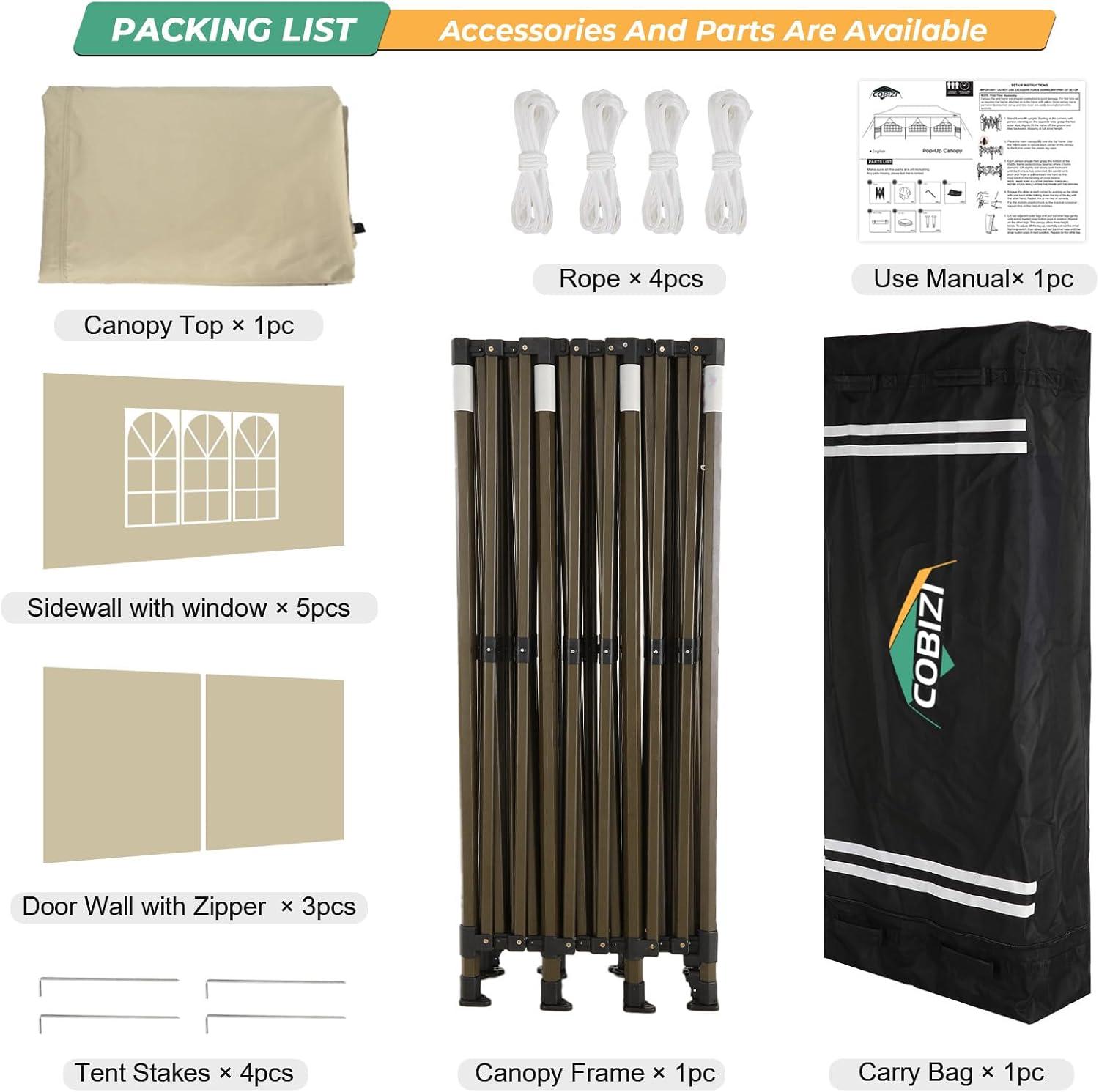 image:imageCOBIZI Heavy Duty 10x30 Party Tent Commercial 10x30 pop up Canopy for Parties Waterproof Gazebos with 8 Sidewalls All Season Wind amp Waterproof UPF50Stable Thickened Frame