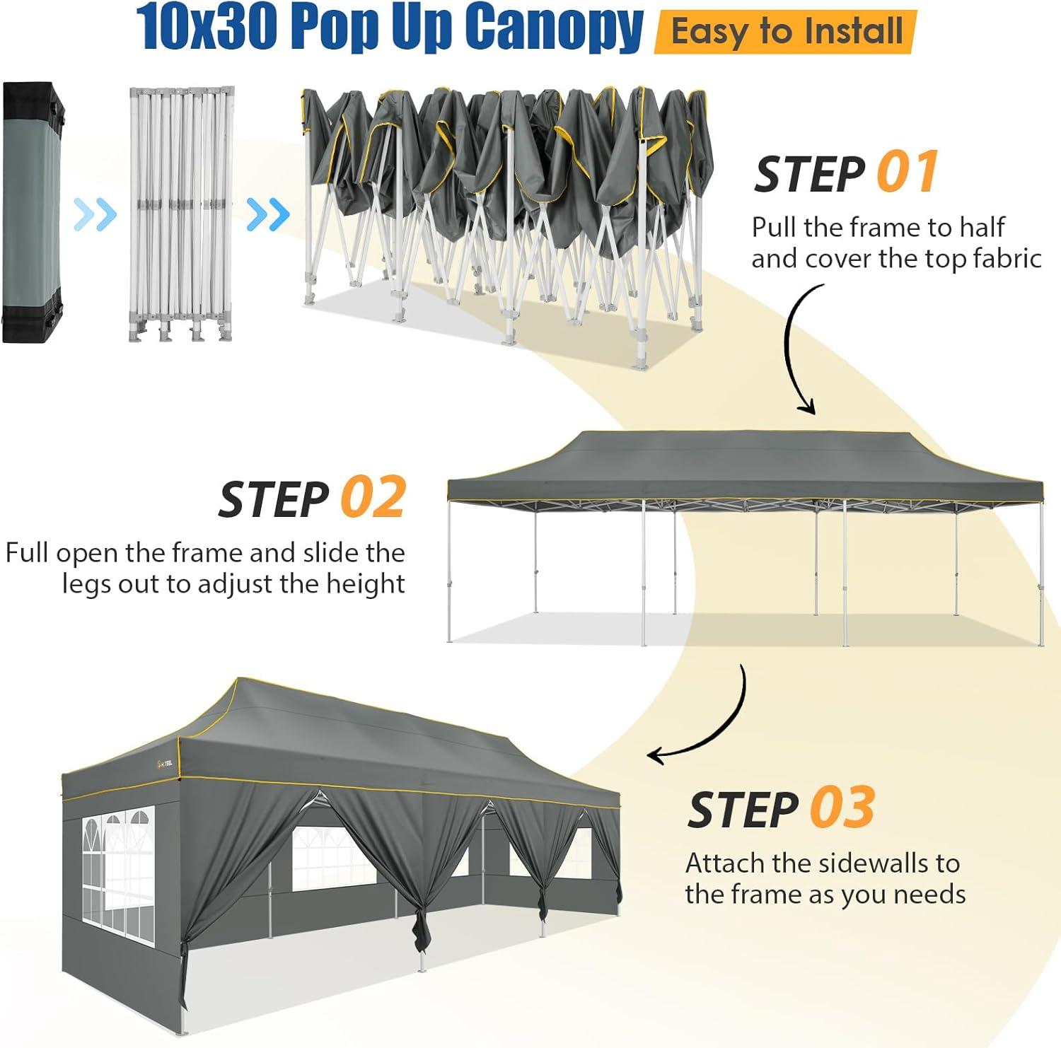 image:imageHOTEEL 10x15 Heavy Duty Pop up Canopy Tent for Parties with 4 Sidewalls Easy Setup Outdoor Commercial Instant Gazebo for Wedding Event with Roller Bag amp Sand Bags BlackHexagonal FrameDark Gray