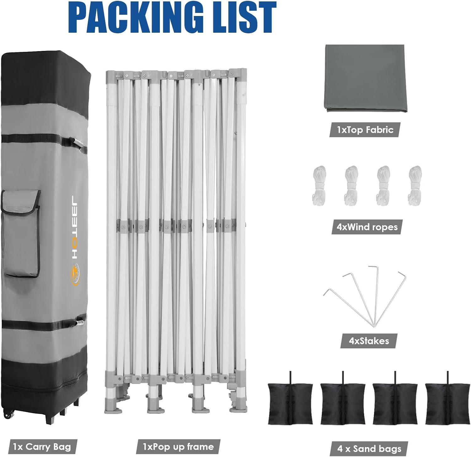 image:imageHOTEEL 10x15 Heavy Duty Pop up Canopy Tent for Parties with 4 Sidewalls Easy Setup Outdoor Commercial Instant Gazebo for Wedding Event with Roller Bag amp Sand Bags BlackHexagonal FrameDark Gray