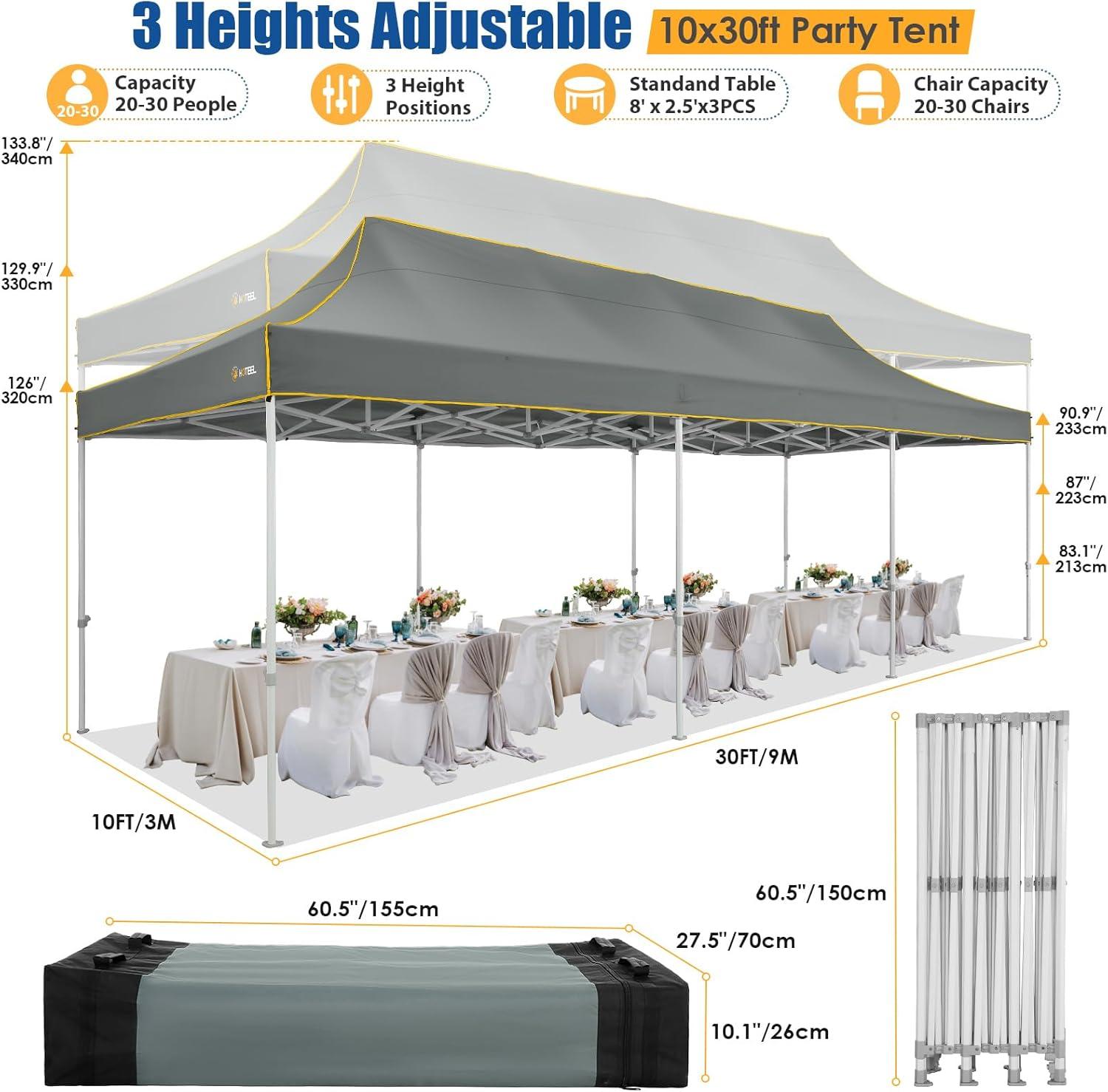 image:imageHOTEEL 10x15 Heavy Duty Pop up Canopy Tent for Parties with 4 Sidewalls Easy Setup Outdoor Commercial Instant Gazebo for Wedding Event with Roller Bag amp Sand Bags BlackHexagonal FrameDark Gray