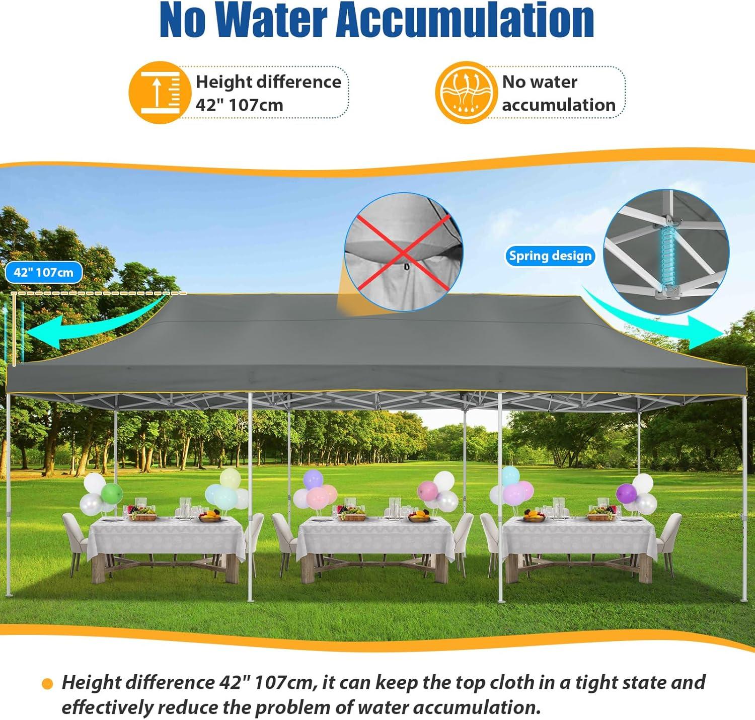 image:imageHOTEEL 10x15 Heavy Duty Pop up Canopy Tent for Parties with 4 Sidewalls Easy Setup Outdoor Commercial Instant Gazebo for Wedding Event with Roller Bag amp Sand Bags BlackHexagonal FrameDark Gray