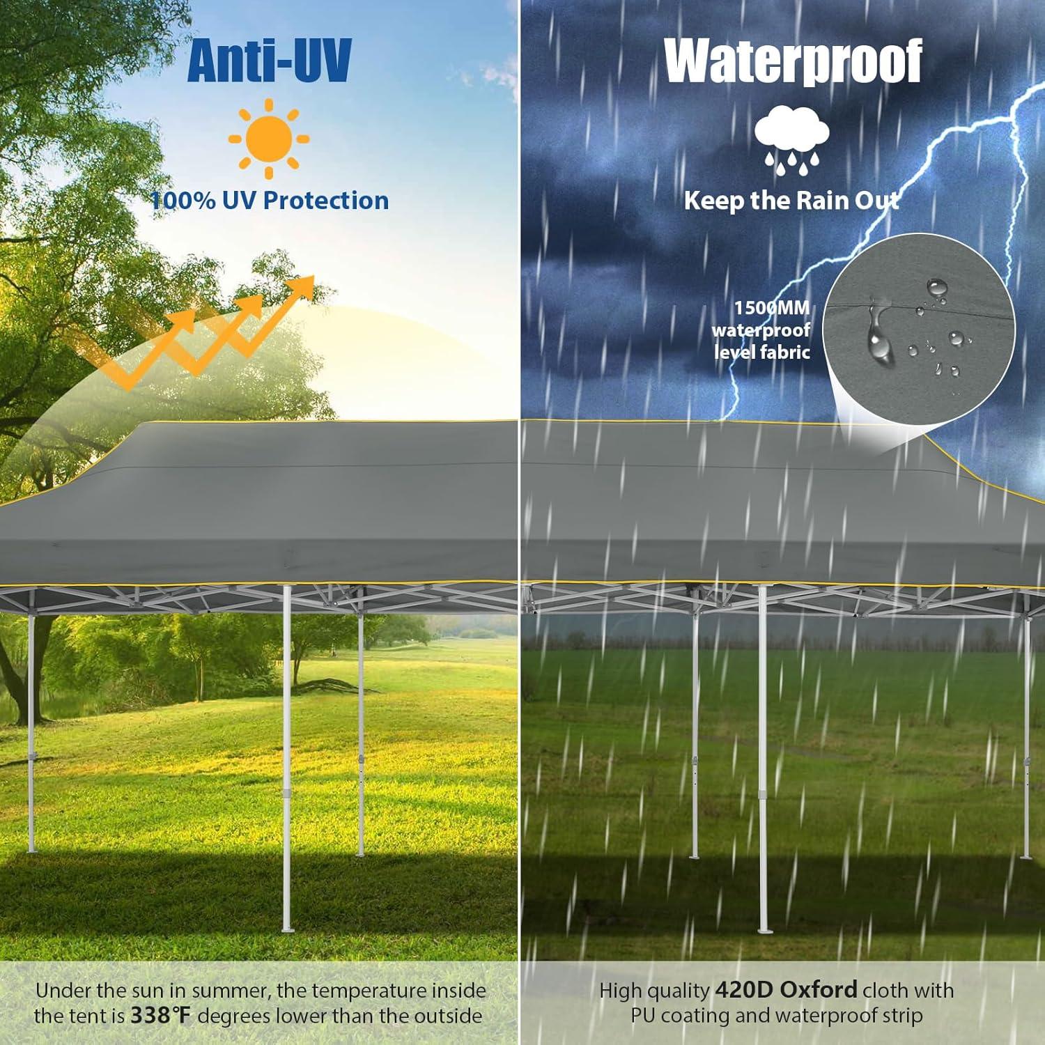 image:imageHOTEEL 10x15 Heavy Duty Pop up Canopy Tent for Parties with 4 Sidewalls Easy Setup Outdoor Commercial Instant Gazebo for Wedding Event with Roller Bag amp Sand Bags BlackHexagonal FrameDark Gray