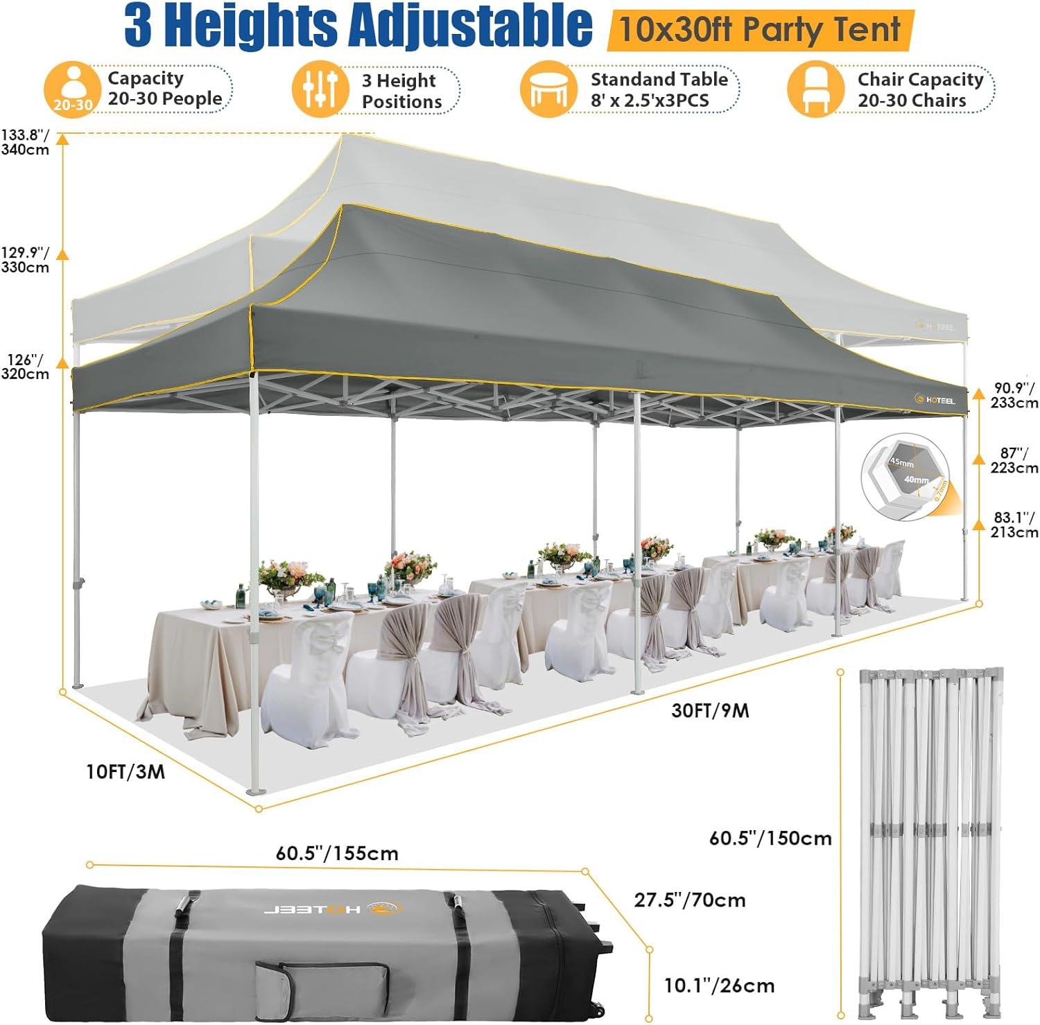 image:imageHOTEEL 10x15 Heavy Duty Pop up Canopy Tent for Parties with 4 Sidewalls Easy Setup Outdoor Commercial Instant Gazebo for Wedding Event with Roller Bag amp Sand Bags BlackHexagonal FrameDark Gray