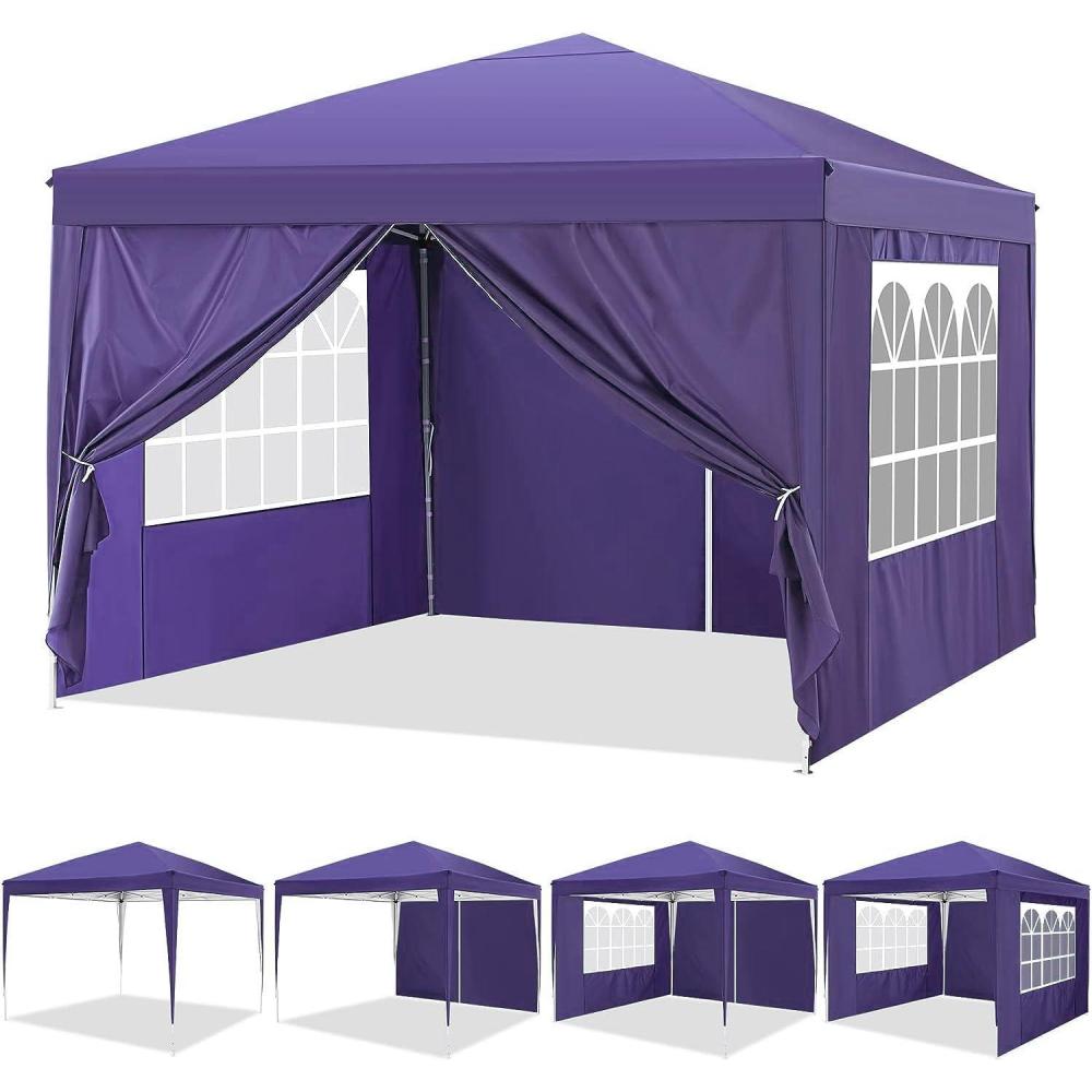 image:imageCOBIZI 10x10 Pop up Gazebo OnePush Setup Canopy Tent with Mosquito Netting amp Vented Roof Design Upgrade Metal Easy up Canopy Carpa Outdoor Gazebos for Backyard Camping Deck BeachWhite amp GrayBlue