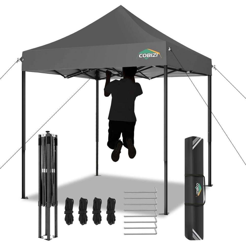 image:imageCOBIZI 10x20 Heavy Duty Pop up Canopy Tent with 6 sidewalls Easy Up Commercial Outdoor Canopy Wedding Party Tents for Parties All Season Wind amp Waterproof Gazebo with Roller BagGreyFrame ThickenedGray