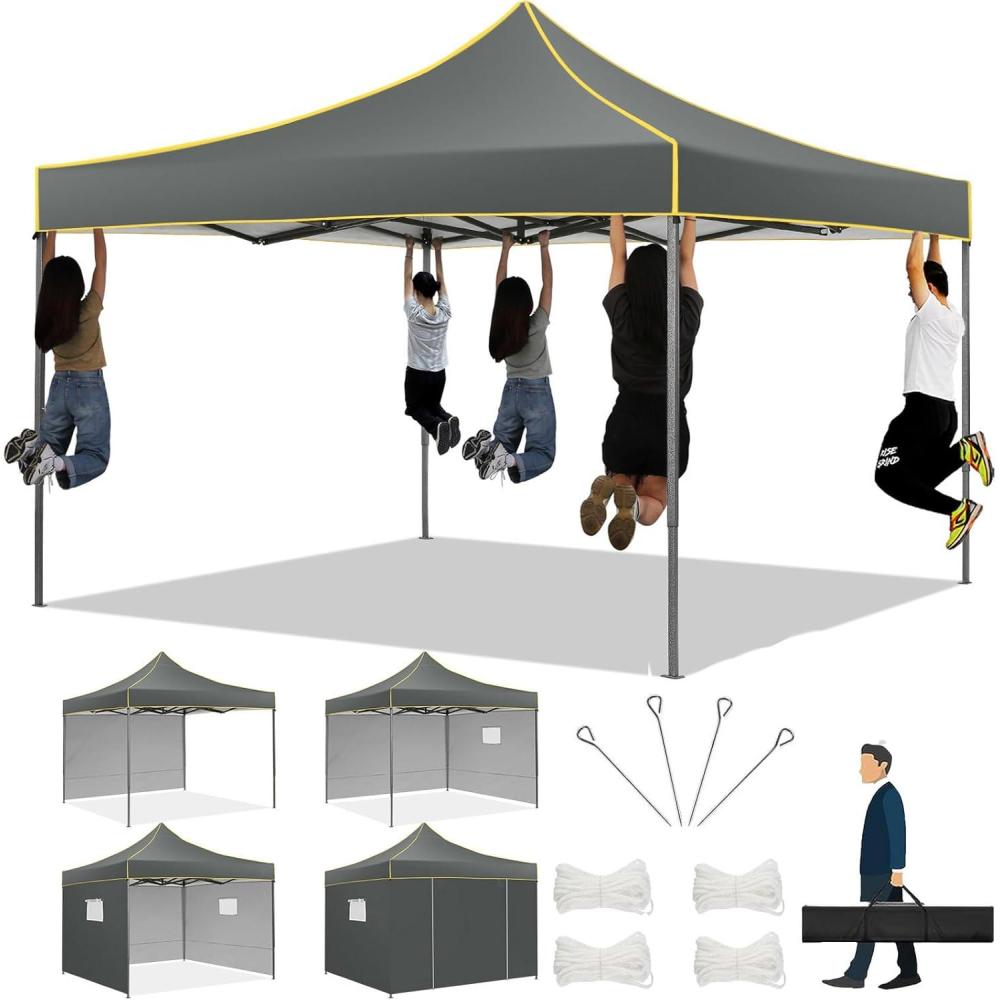 image:imageCOBIZI 10x20 Pop Up Canopy Heavy Duty with 6 Removable Sidewalls Commercial Heavy Duty Pop Up Tent for Parties All Weather Waterproof and UV 50 Wedding Tent with Roller BagFrame UpgradedGray