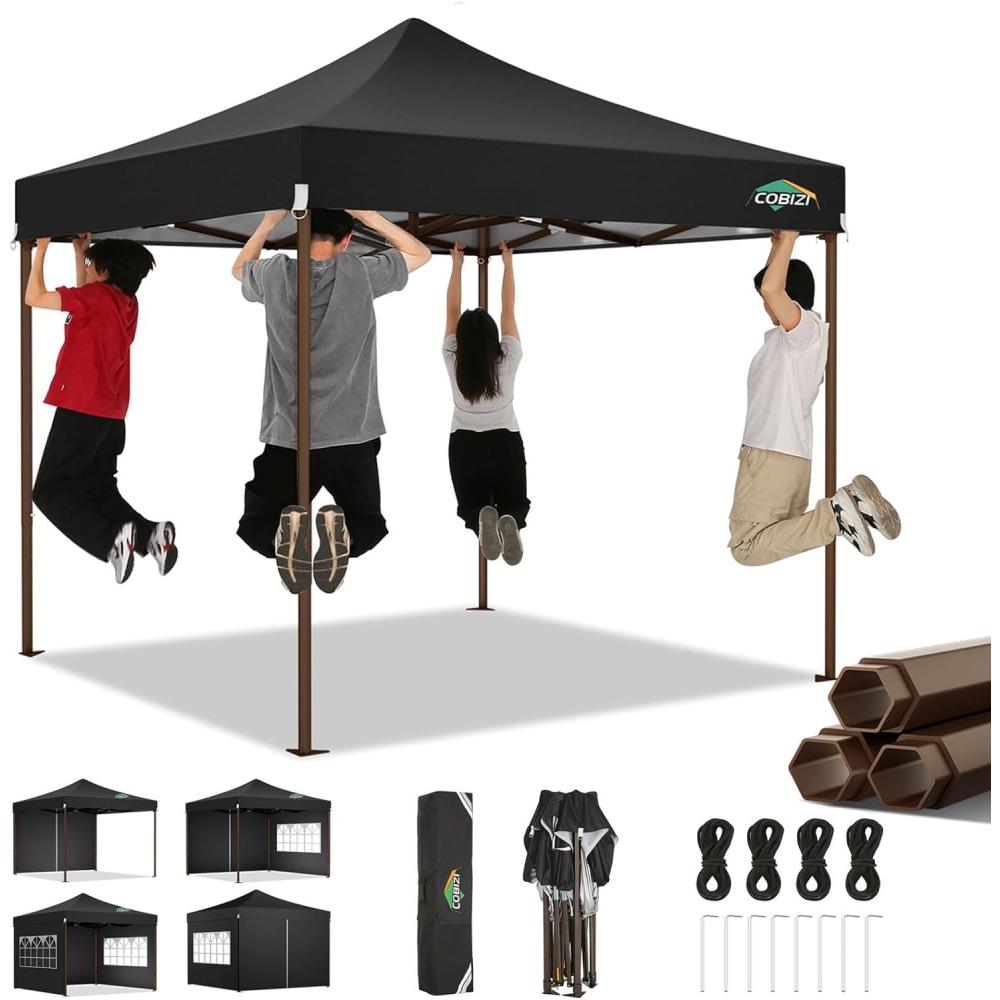 image:imageCOBIZI 10x20 Pop Up Canopy Heavy Duty with 6 Removable Sidewalls Commercial Heavy Duty Pop Up Tent for Parties All Weather Waterproof and UV 50 Wedding Tent with Roller BagFrame UpgradedNight Black