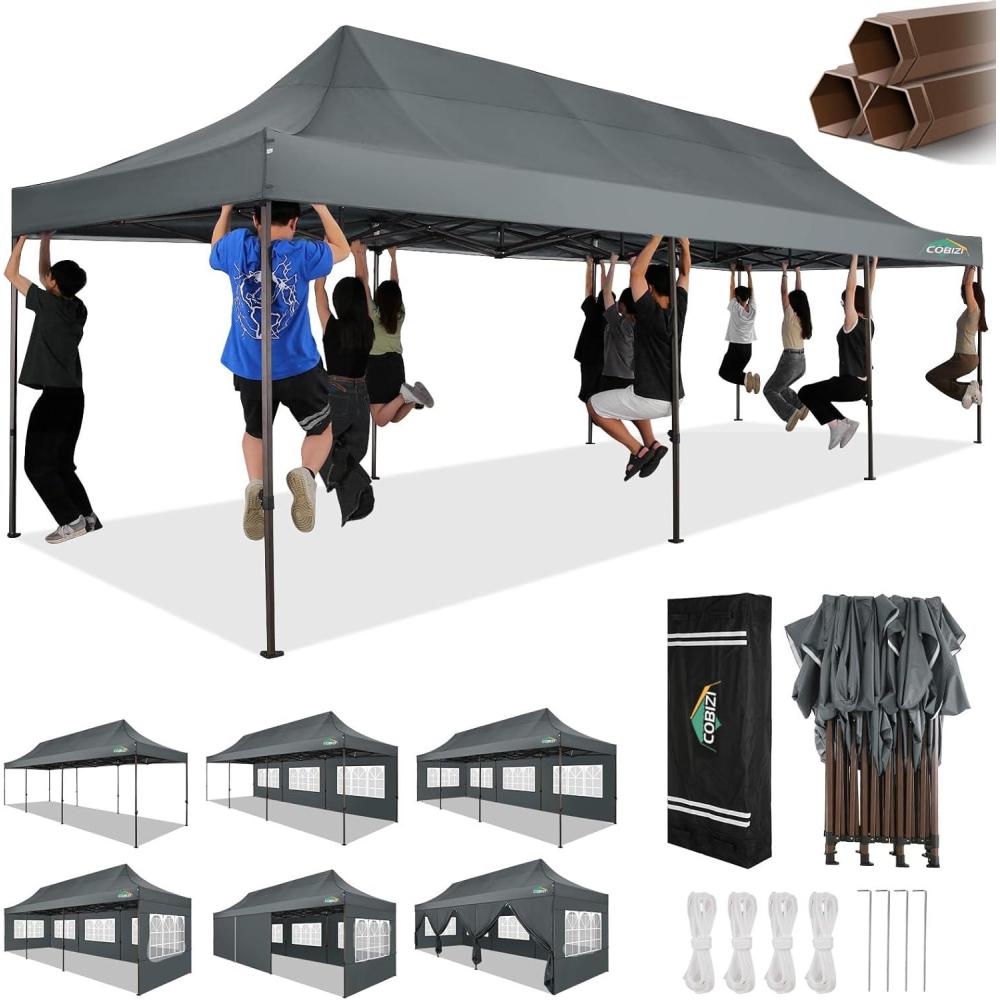 image:imageCOBIZI 10x30 Pop Up Canopy Tent Heavy Duty with 8 Removable Sidewalls Commercial Portable Tents for Parties Ez Up Canopy AllWeather Windproof amp Waterproof and UPF 80 Wedding Tent Sun Shelter