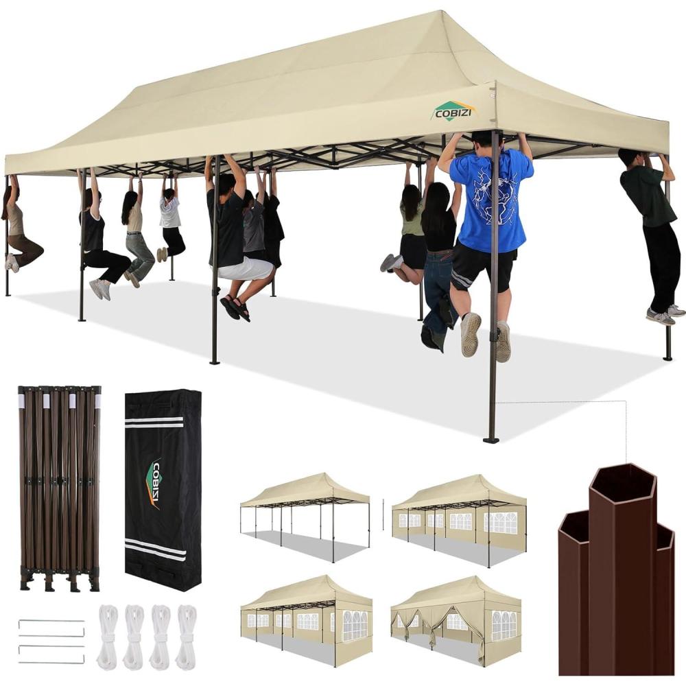 image:imageCOBIZI Heavy Duty 10x30 Party Tent Commercial 10x30 pop up Canopy for Parties Waterproof Gazebos with 8 Sidewalls All Season Wind amp Waterproof UPF50Stable Thickened Frame