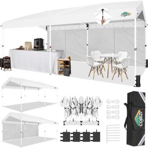 image:imageCOBIZI 10x10 Pop up Gazebo OnePush Setup Canopy Tent with Mosquito Netting amp Vented Roof Design Upgrade Metal Easy up Canopy Carpa Outdoor Gazebos for Backyard Camping Deck BeachWhite amp GrayWhite