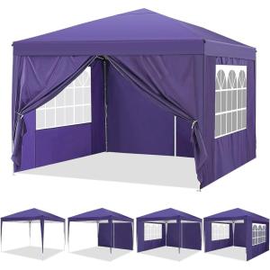 image:imageCOBIZI 10x10 Pop up Gazebo OnePush Setup Canopy Tent with Mosquito Netting amp Vented Roof Design Upgrade Metal Easy up Canopy Carpa Outdoor Gazebos for Backyard Camping Deck BeachWhite amp GrayBlue