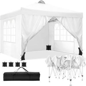 image:imageCOBIZI 10x10 Pop up Gazebo OnePush Setup Canopy Tent with Mosquito Netting amp Vented Roof Design Upgrade Metal Easy up Canopy Carpa Outdoor Gazebos for Backyard Camping Deck BeachWhite amp GrayYellow