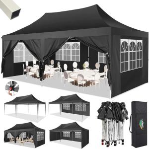 image:imageCOBIZI 10x10 Pop up Gazebo OnePush Setup Canopy Tent with Mosquito Netting amp Vented Roof Design Upgrade Metal Easy up Canopy Carpa Outdoor Gazebos for Backyard Camping Deck BeachWhite amp GrayBlack