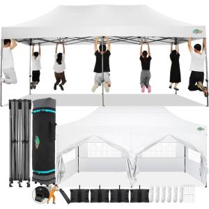 image:imageCOBIZI 10x15 Pop Up Canopy with 4 SidewallHeavy Duty Canopy UPF 50 All Season Wind Waterproof Commercial Outdoor Wedding Party Tents for Parties Gazebo with Carry Bag10 x 15 ft GraySnow White