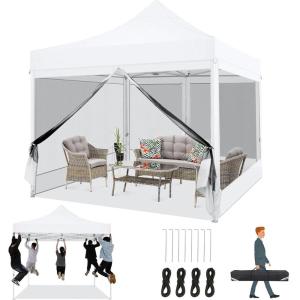 image:imageCOBIZI 10x20 Heavy Duty Pop Up Canopy Tent with 6 Sidewalls Easy Set Up Outdoor Waterproof Screen Commercial Party Tent with Mosquito Netting for Parties Backyard Patio Roller Bag GrayWhite