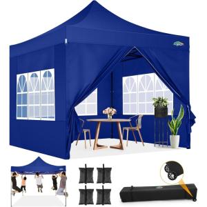 image:imageCOBIZI 10x20 Heavy Duty Pop up Canopy Tent with 6 sidewalls Easy Up Commercial Outdoor Canopy Wedding Party Tents for Parties All Season Wind amp Waterproof Gazebo with Roller BagGreyFrame ThickenedDark Blue