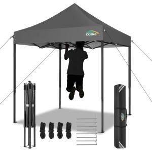 image:imageCOBIZI 10x20 Heavy Duty Pop up Canopy Tent with 6 sidewalls Easy Up Commercial Outdoor Canopy Wedding Party Tents for Parties All Season Wind amp Waterproof Gazebo with Roller BagGreyFrame ThickenedGray
