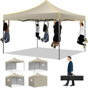 image:imageCOBIZI 10x20 Pop Up Canopy Heavy Duty with 6 Removable Sidewalls Commercial Heavy Duty Pop Up Tent for Parties All Weather Waterproof and UV 50 Wedding Tent with Roller BagFrame UpgradedKhaki