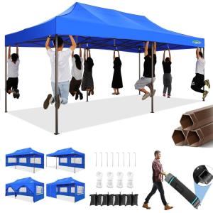 image:imageCOBIZI 10x20 Pop Up Canopy Tent Heavy Duty with 6 Removable Sidewalls Commercial Heavy Duty Pop Up Tent for Parties All Weather Waterproof and UV 50 Wedding Tent with Roller BagFrame UpgradeBlue