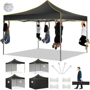 image:imageCOBIZI 10x20 Pop Up Canopy Tent Heavy Duty with 6 Removable Sidewalls Commercial Heavy Duty Pop Up Tent for Parties All Weather Waterproof and UV 50 Wedding Tent with Roller BagFrame UpgradeBlack