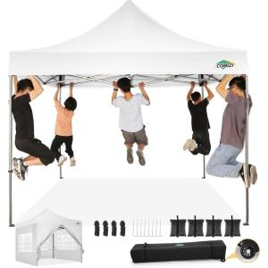 image:imageCOBIZI 10x30 Pop up Canopy Tent 10x30 Canopy with Sidewalls Heavy Duty Party Tent Tents for Parties Foldable UPF 50 Waterproof Commercial Easy up Canopy with Roller Bag BlackWindproof UpgradedMist White