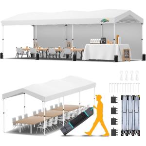 image:imageCOBIZI Carports 10x30 Pop up Canopy with 3 Sidewalls One Push Party Tent Portable Garage for Wedding Waterproof Car Canopy with Wheeled Bag WhiteWhite