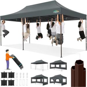 image:imageCOBIZI Heavy Duty 10x20 Pop up Canopy Tent with 6 Sidewalls Commercial Instant Canopies Tents for Parties Waterproof Gazebos with Roller Bag All Season Wind amp Waterproof UPF50Thickened Frame