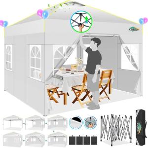 image:imageCOBIZI Heavy Duty 10x20 Pop up Canopy Tent with 6 Sidewalls Commercial Instant Canopies Tents for Parties Waterproof Gazebos with Roller Bag All Season Wind amp Waterproof UPF50Thickened FrameWhite