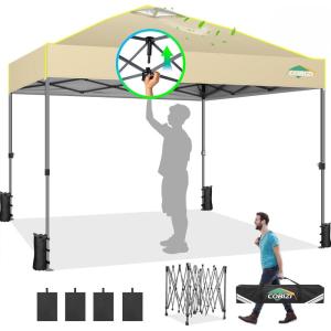 image:imageCOBIZI Heavy Duty 10x20 Pop up Canopy Tent with 6 Sidewalls Commercial Instant Canopies Tents for Parties Waterproof Gazebos with Roller Bag All Season Wind amp Waterproof UPF50Thickened FrameKhaki1year warranty