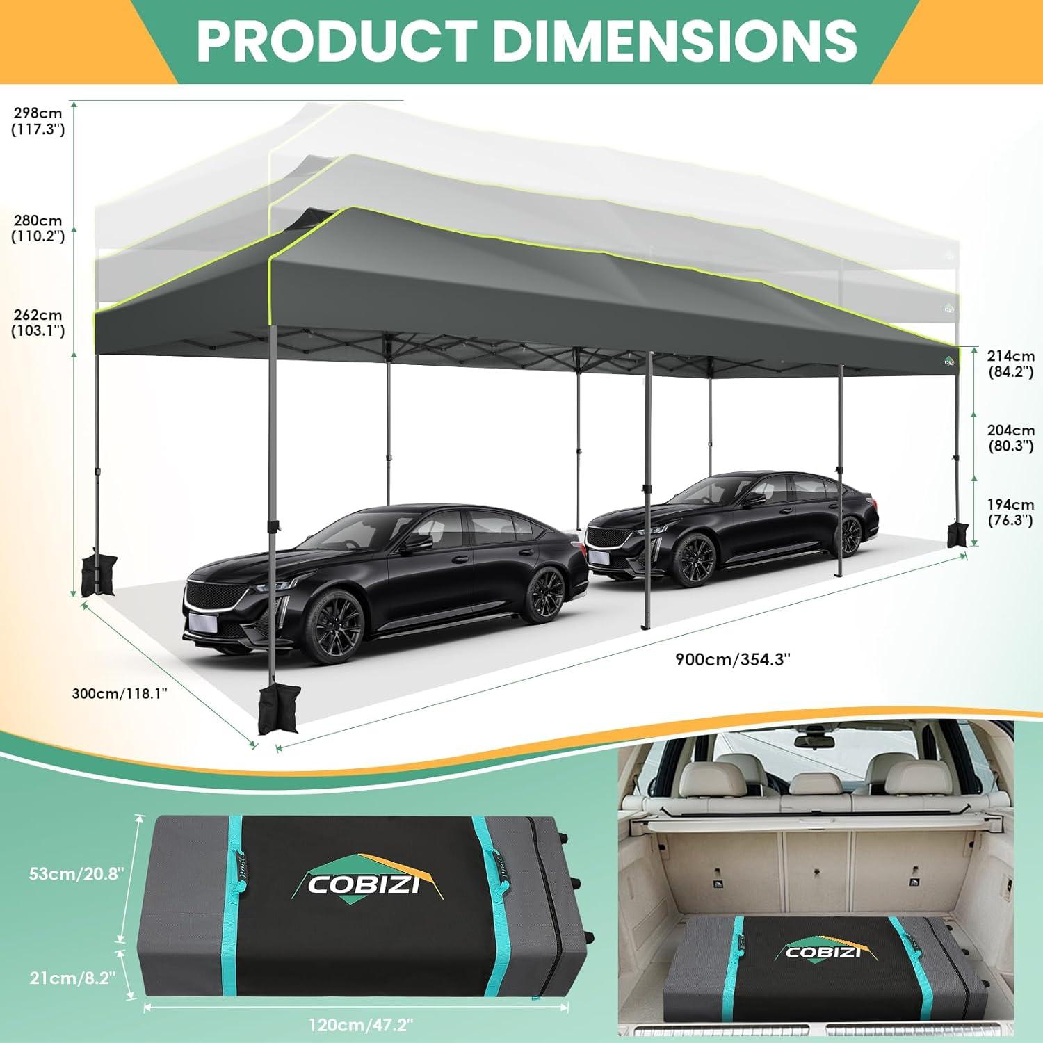 image:imageCOBIZI 10x10 Pop Up Canopy Tent Outdoor Party Tent with 4 Sidewall One Push Setup Glow 3 Adjustable Height Air Vent Waterproof UPF50 Bag 4 Sandbag 8 Stake 4 Rope for Beach CommercialTeal