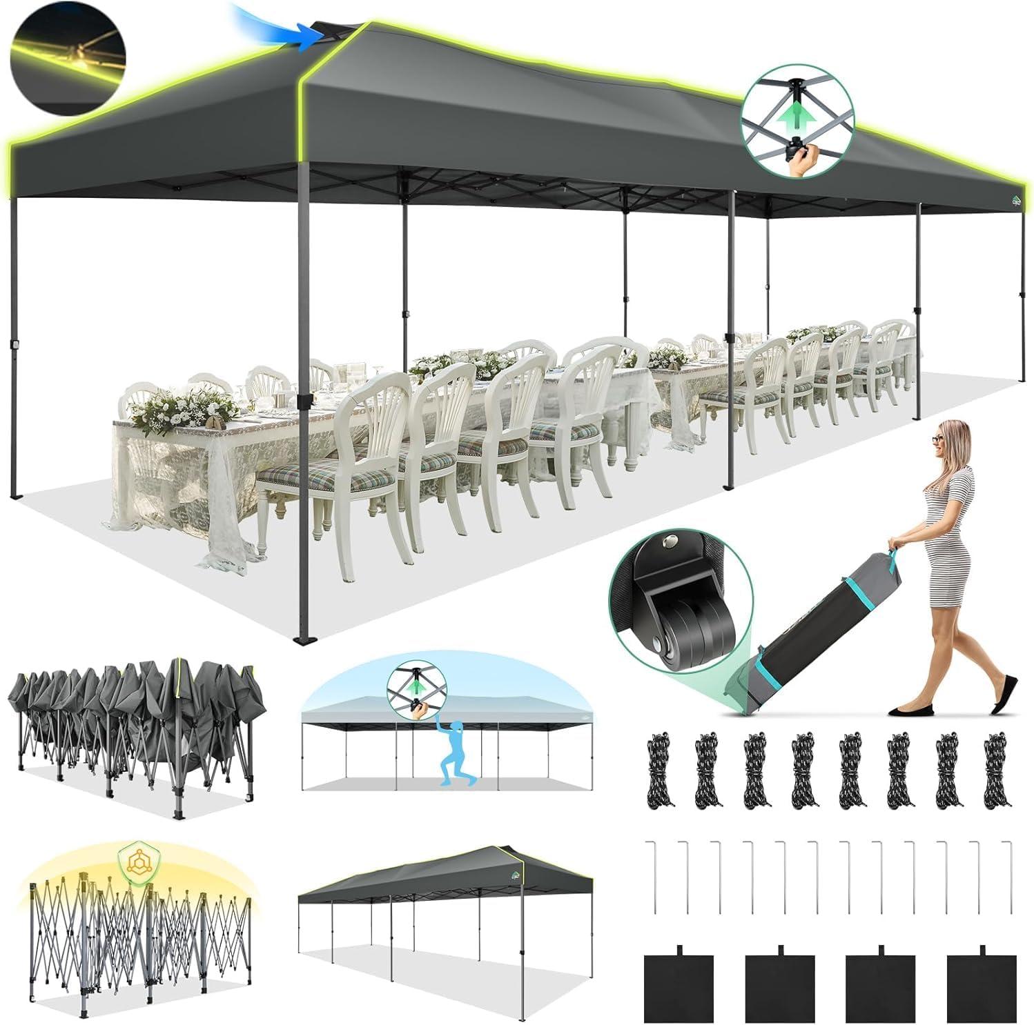 image:imageCOBIZI 10x10 Pop Up Canopy Tent Outdoor Party Tent with 4 Sidewall One Push Setup Glow 3 Adjustable Height Air Vent Waterproof UPF50 Bag 4 Sandbag 8 Stake 4 Rope for Beach CommercialTeal