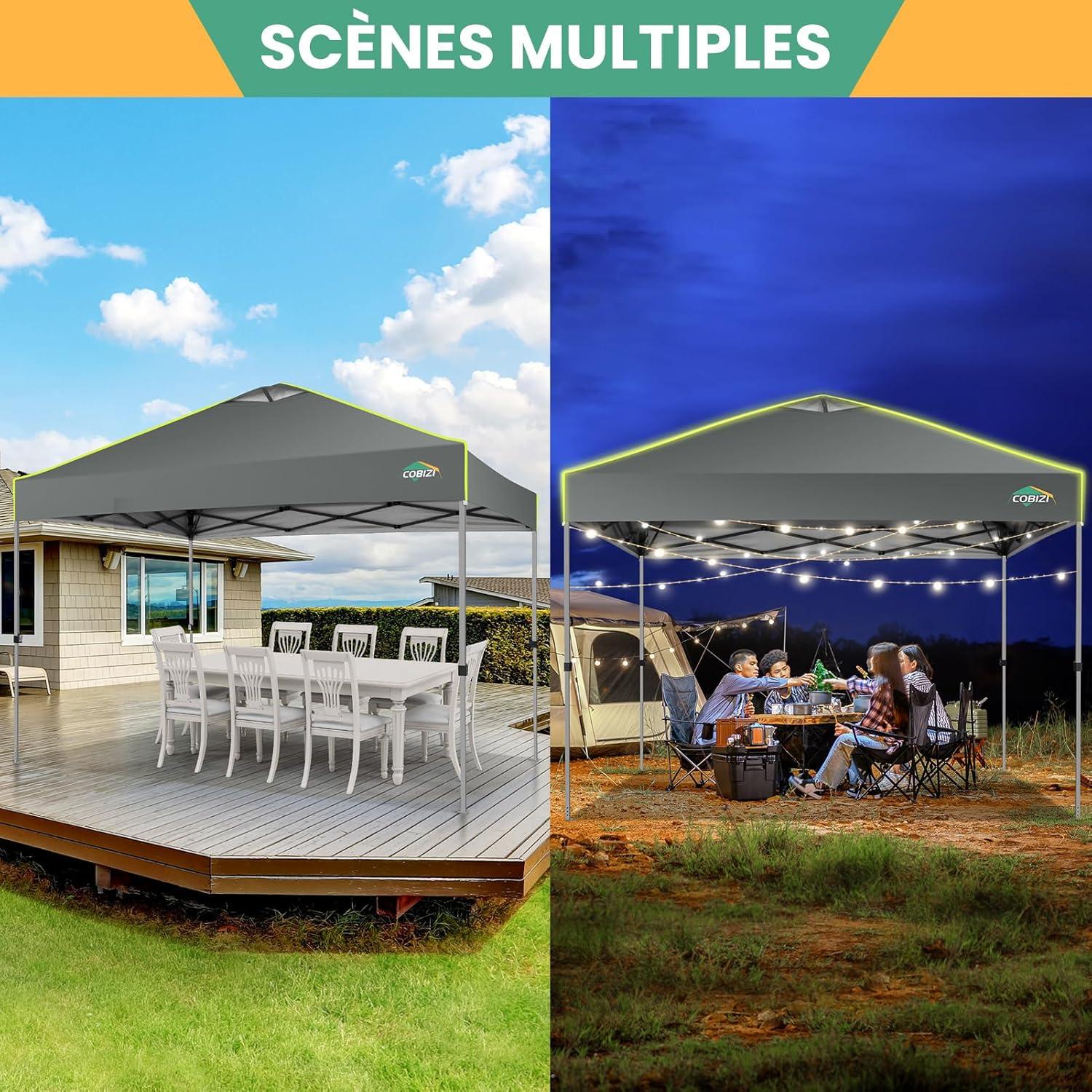image:imageCOBIZI 10x10 Pop Up Canopy Tent Outdoor Party Tent with 4 Sidewall One Push Setup Glow 3 Adjustable Height Air Vent Waterproof UPF50 Bag 4 Sandbag 8 Stake 4 Rope for Beach CommercialTeal