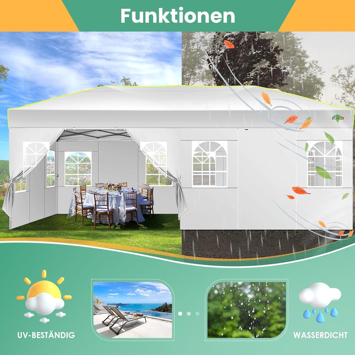image:imageCOBIZI 10x10 Pop Up Canopy Tent Outdoor Party Tent with 4 Sidewall One Push Setup Glow 3 Adjustable Height Air Vent Waterproof UPF50 Bag 4 Sandbag 8 Stake 4 Rope for Beach CommercialRED