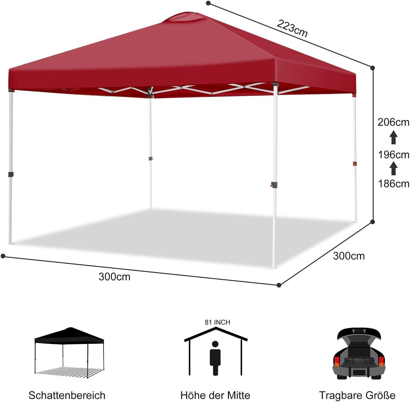 image:imageCOBIZI 10x10 Pop Up Canopy Tent Outdoor Party Tent with 4 Sidewall One Push Setup Glow 3 Adjustable Height Air Vent Waterproof UPF50 Bag 4 Sandbag 8 Stake 4 Rope for Beach CommercialRED