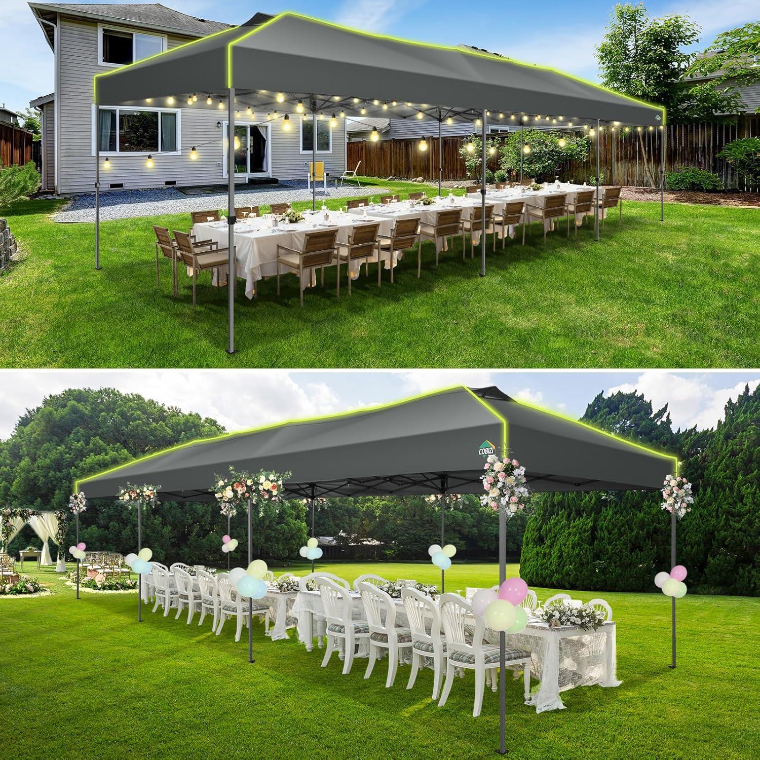 image:imageCOBIZI 10x10 Pop Up Canopy Tent Outdoor Party Tent with 4 Sidewall One Push Setup Glow 3 Adjustable Height Air Vent Waterproof UPF50 Bag 4 Sandbag 8 Stake 4 Rope for Beach CommercialTeal