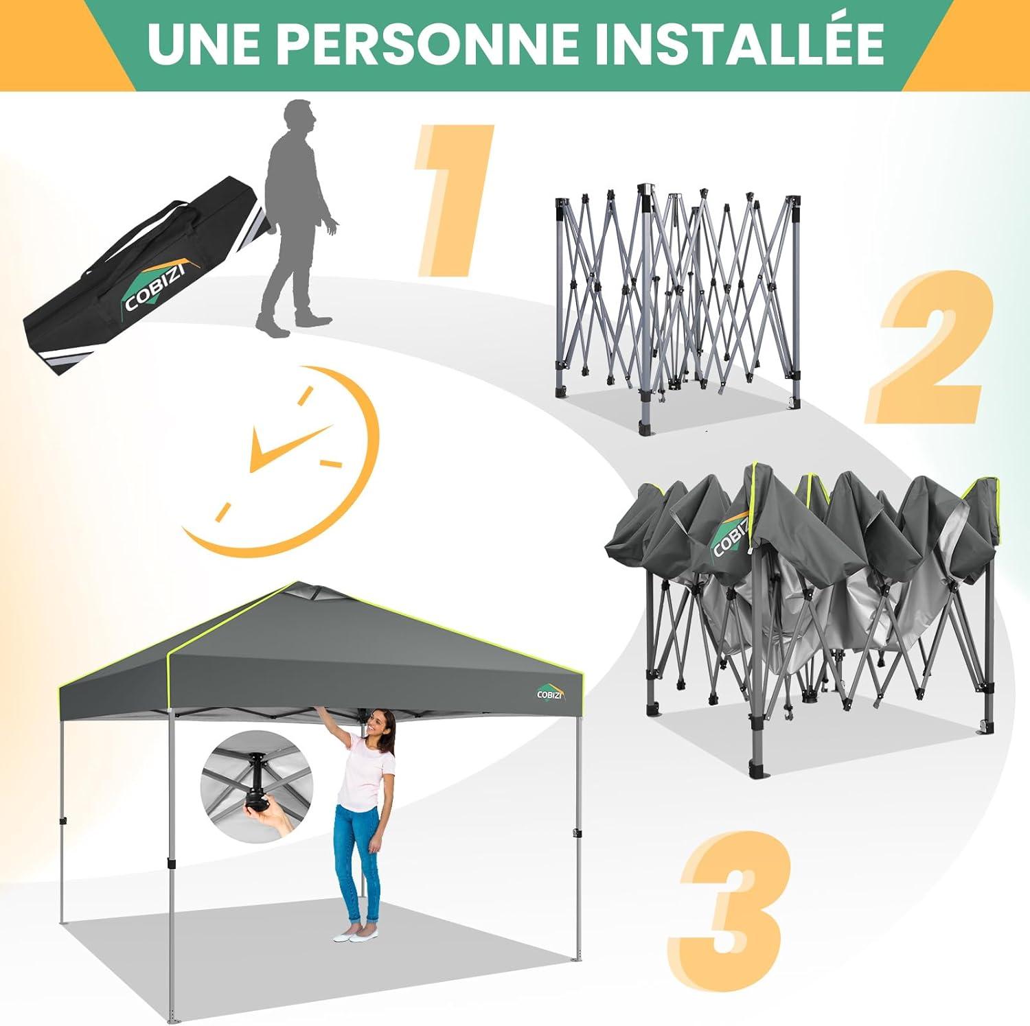 image:imageCOBIZI 10x10 Pop Up Canopy Tent Outdoor Party Tent with 4 Sidewall One Push Setup Glow 3 Adjustable Height Air Vent Waterproof UPF50 Bag 4 Sandbag 8 Stake 4 Rope for Beach CommercialTeal