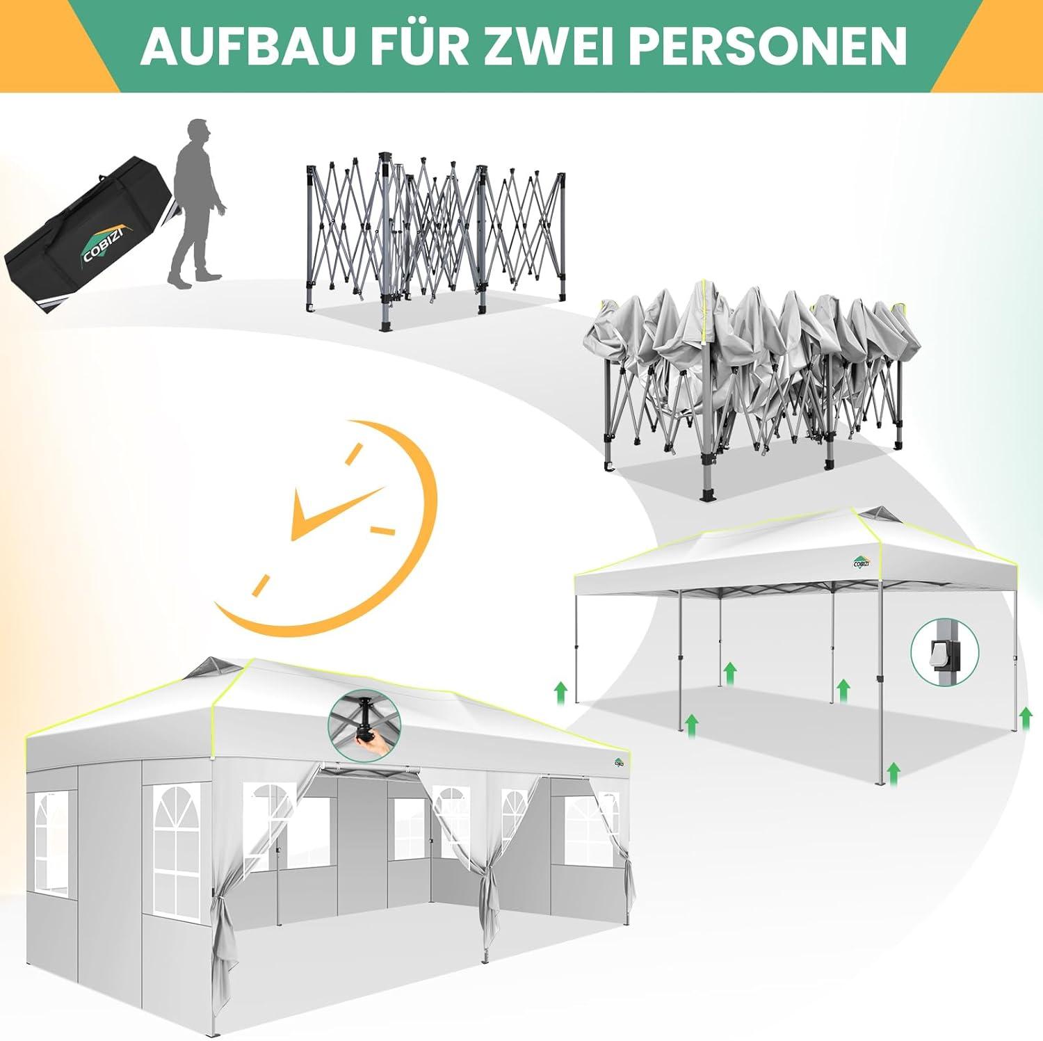 image:imageCOBIZI 10x10 Pop Up Canopy Tent Outdoor Party Tent with 4 Sidewall One Push Setup Glow 3 Adjustable Height Air Vent Waterproof UPF50 Bag 4 Sandbag 8 Stake 4 Rope for Beach CommercialRED