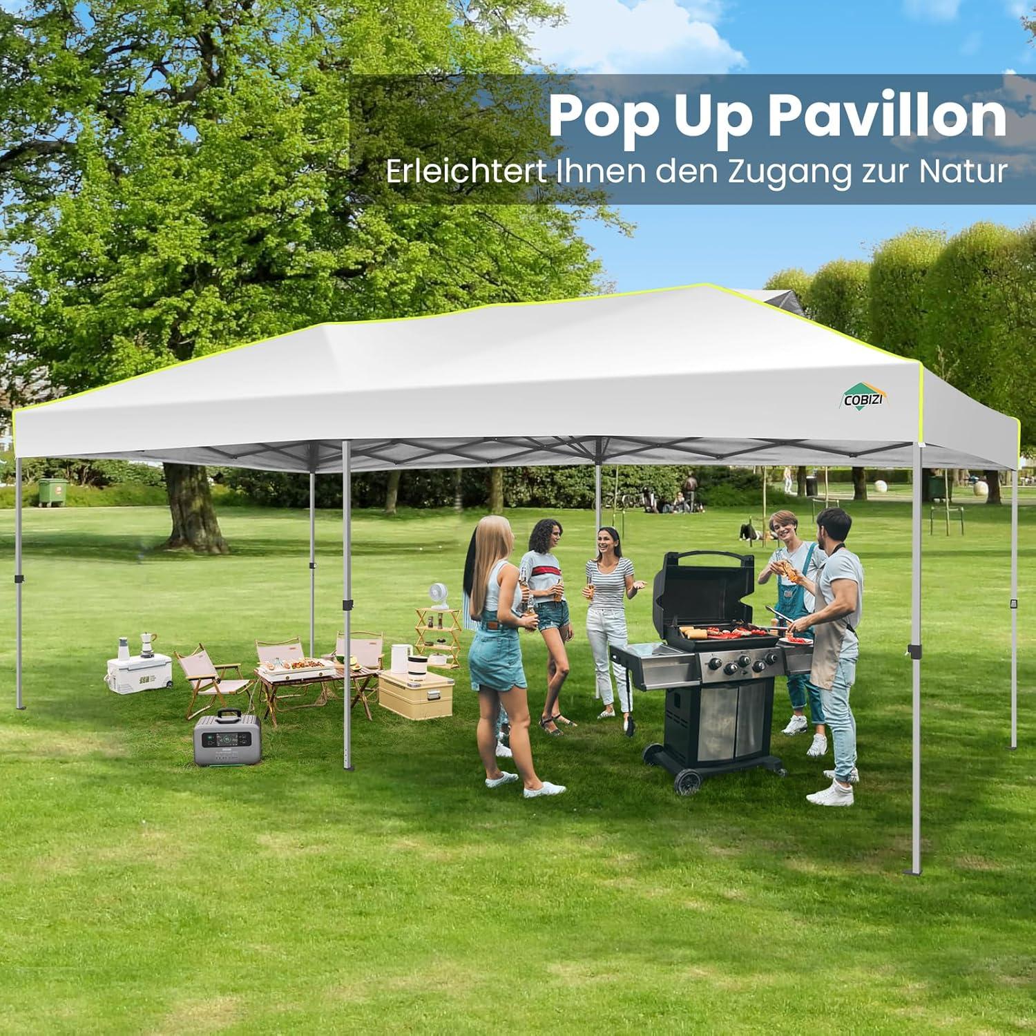 image:imageCOBIZI 10x10 Pop Up Canopy Tent Outdoor Party Tent with 4 Sidewall One Push Setup Glow 3 Adjustable Height Air Vent Waterproof UPF50 Bag 4 Sandbag 8 Stake 4 Rope for Beach CommercialRED