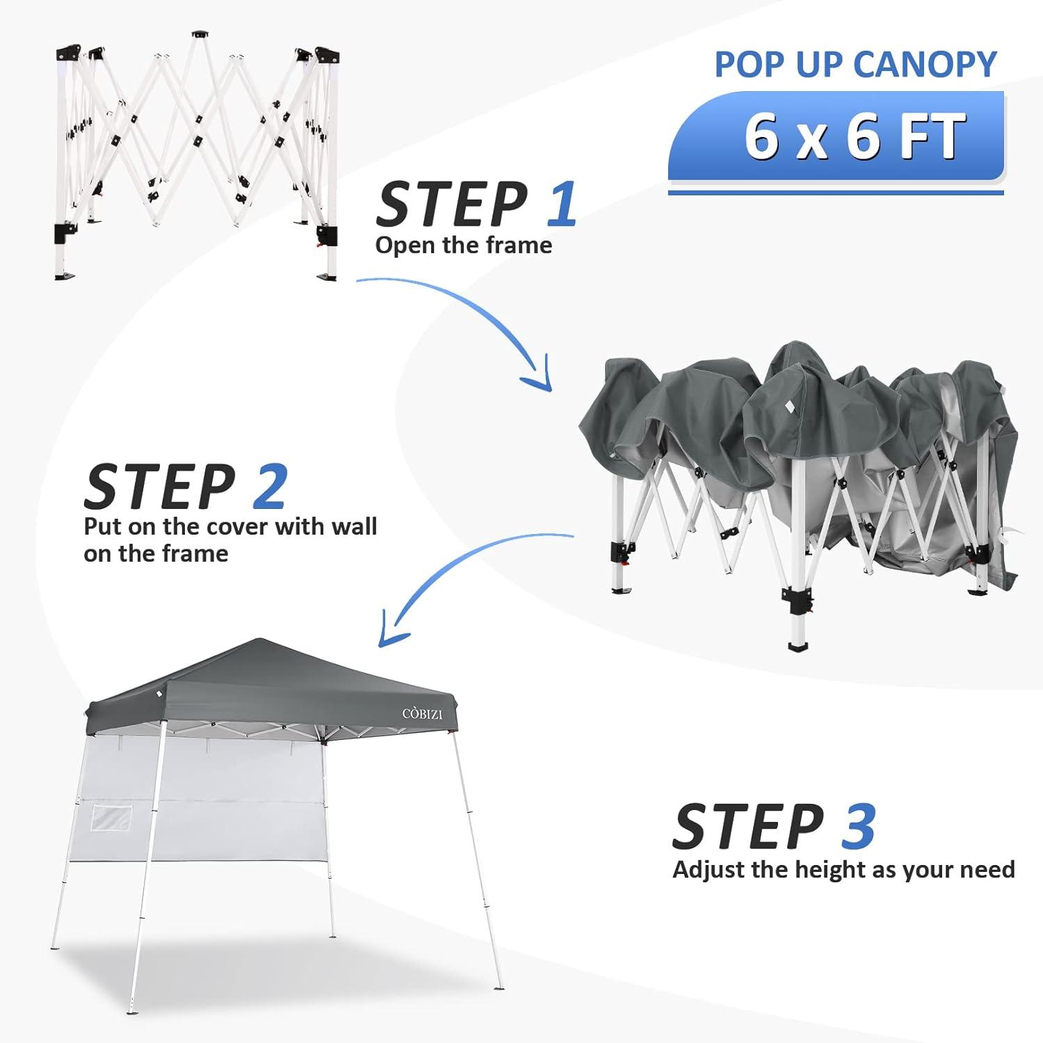 image:imageCOBIZI 10x10 Pop Up Canopy Tent with 4 Sidewalls Easy Set up Canopy 10x10 Waterproof Commercial Outdoor Gazebo Portable Shelter Instant Tents for PartiesBackyardFlea MarketCarrying Bag1Navy Bluedark Grey