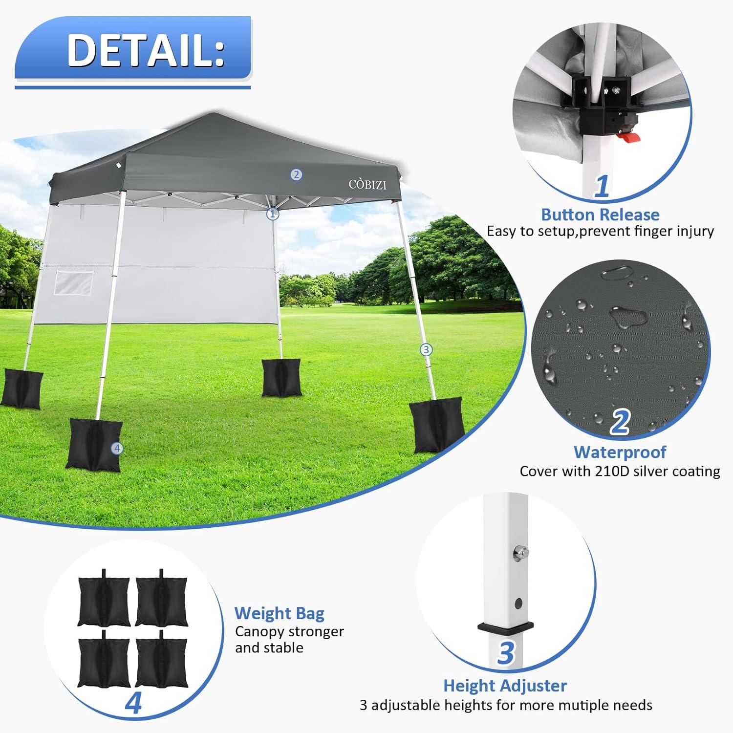 image:imageCOBIZI 10x10 Pop Up Canopy Tent with 4 Sidewalls Easy Set up Canopy 10x10 Waterproof Commercial Outdoor Gazebo Portable Shelter Instant Tents for PartiesBackyardFlea MarketCarrying Bag1Navy Bluedark Grey