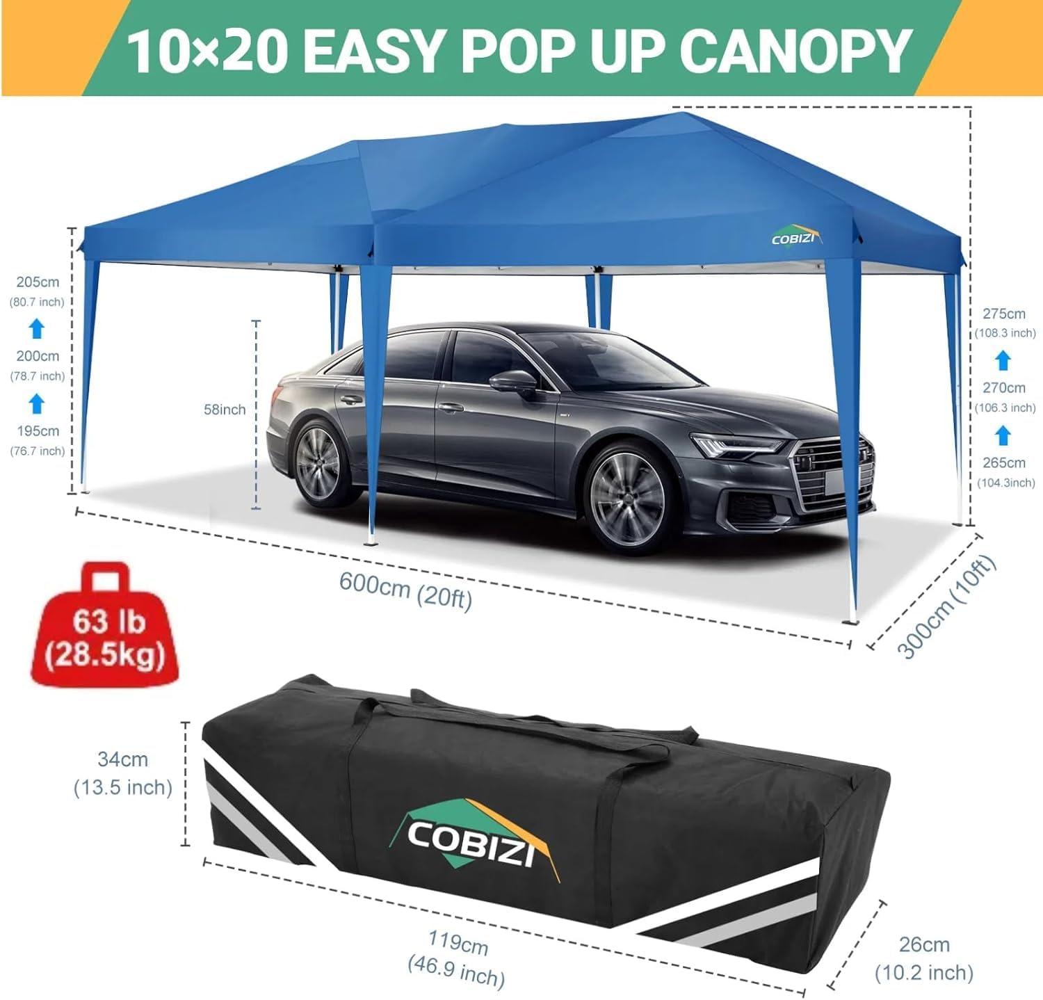 image:imageCOBIZI 10x10 Pop Up Canopy Tent with 4 Sidewalls Easy Set up Canopy 10x10 Waterproof Commercial Outdoor Gazebo Portable Shelter Instant Tents for PartiesBackyardFlea MarketCarrying Bag1Navy BlueBlue