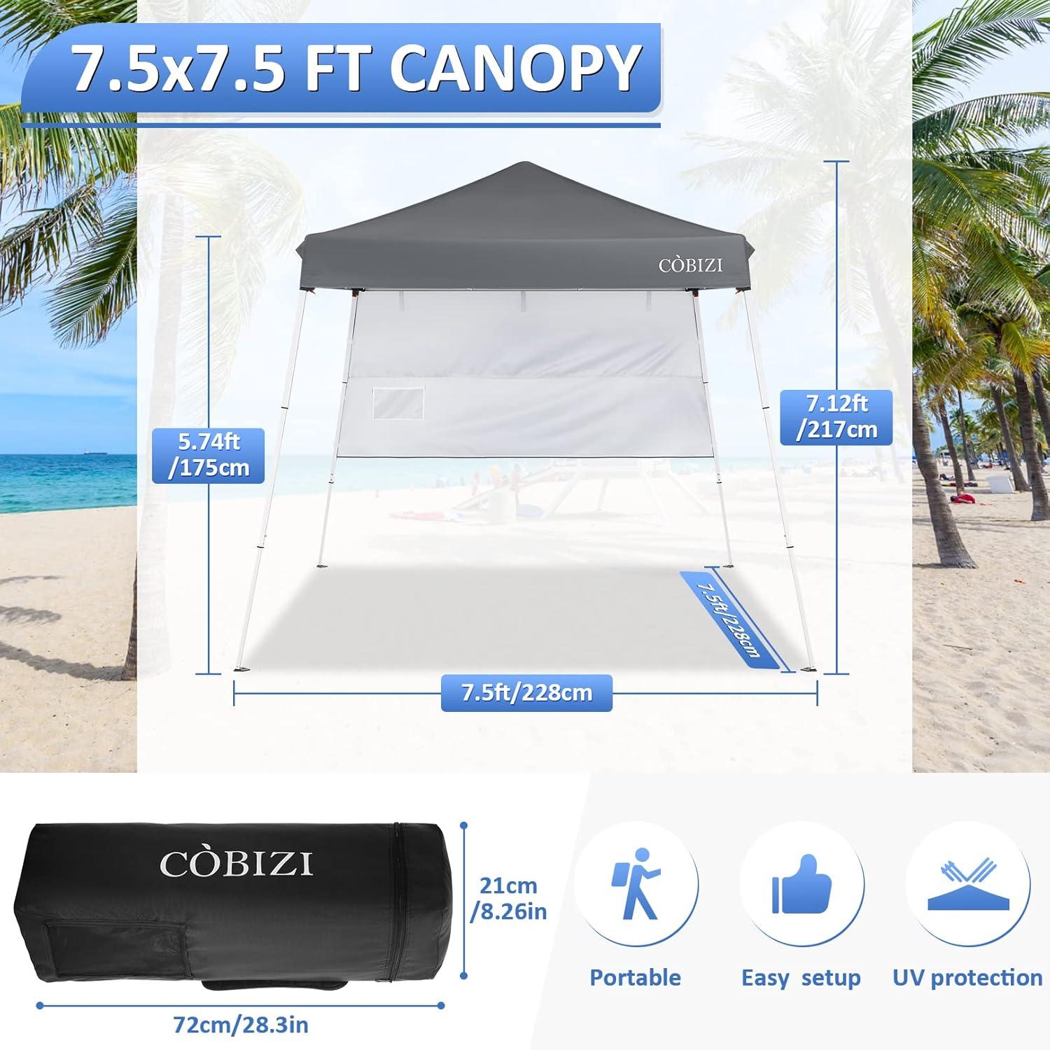 image:imageCOBIZI 10x10 Pop Up Canopy Tent with 4 Sidewalls Easy Set up Canopy 10x10 Waterproof Commercial Outdoor Gazebo Portable Shelter Instant Tents for PartiesBackyardFlea MarketCarrying Bag1Navy Bluedark Grey
