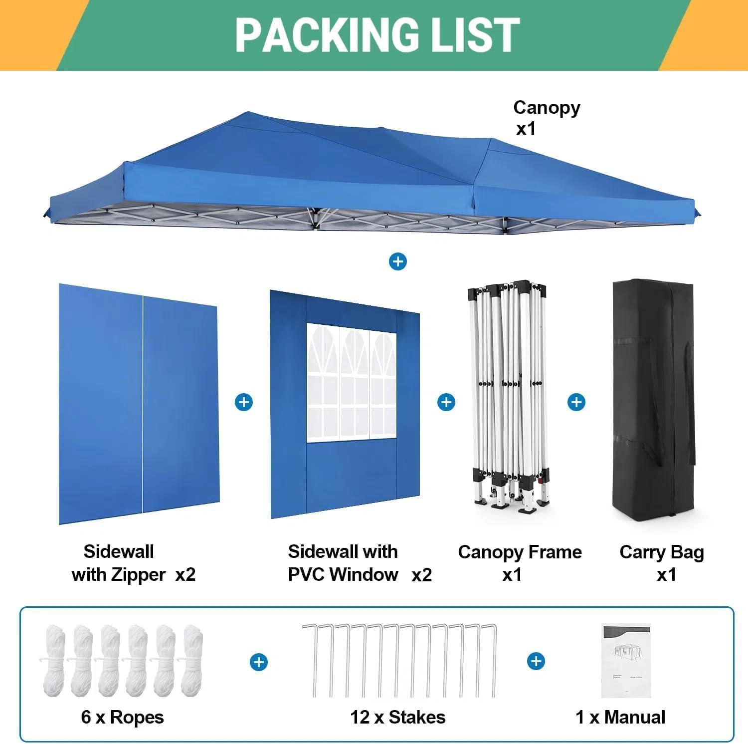 image:imageCOBIZI 10x10 Pop Up Canopy Tent with 4 Sidewalls Easy Set up Canopy 10x10 Waterproof Commercial Outdoor Gazebo Portable Shelter Instant Tents for PartiesBackyardFlea MarketCarrying Bag1Navy BlueBlue