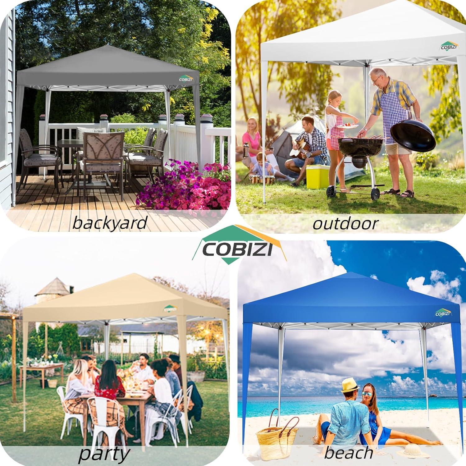 image:imageCOBIZI 10x10 Pop Up Canopy Tent with 4 Sidewalls Easy Set up Canopy 10x10 Waterproof Commercial Outdoor Gazebo Portable Shelter Instant Tents for PartiesBackyardFlea MarketCarrying Bag1Navy BlueBlue
