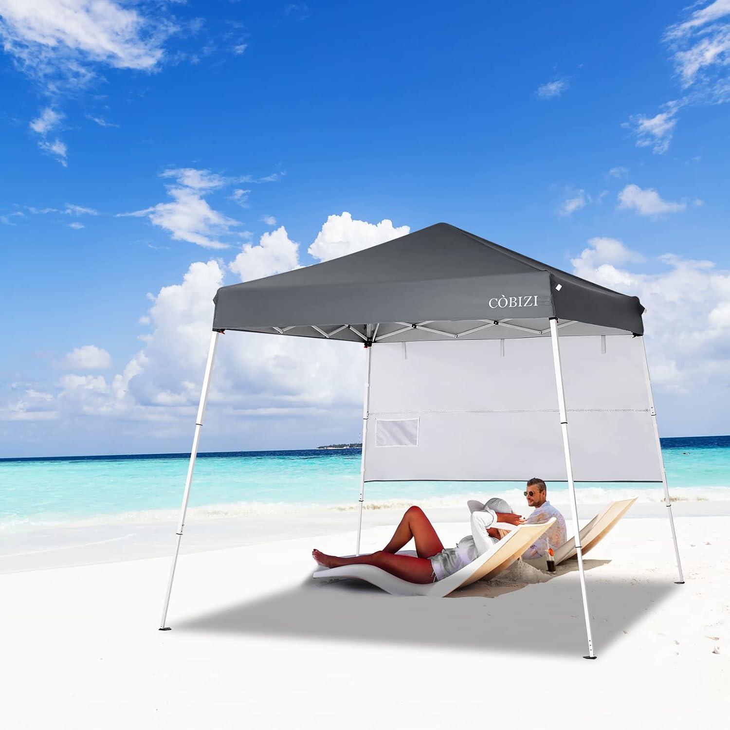 image:imageCOBIZI 10x10 Pop Up Canopy Tent with 4 Sidewalls Easy Set up Canopy 10x10 Waterproof Commercial Outdoor Gazebo Portable Shelter Instant Tents for PartiesBackyardFlea MarketCarrying Bag1Navy Bluedark Grey