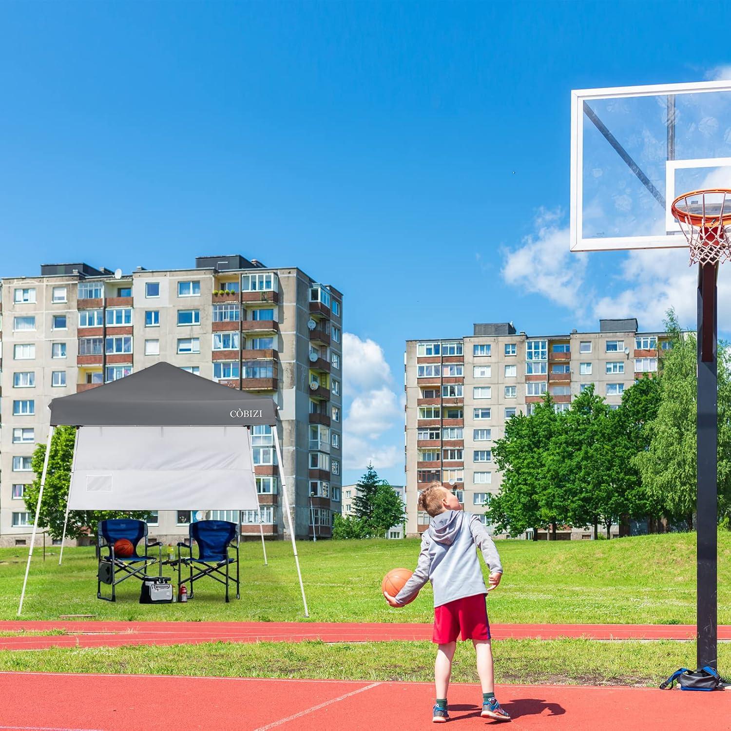 image:imageCOBIZI 10x10 Pop Up Canopy Tent with 4 Sidewalls Easy Set up Canopy 10x10 Waterproof Commercial Outdoor Gazebo Portable Shelter Instant Tents for PartiesBackyardFlea MarketCarrying Bag1Navy Bluedark Grey